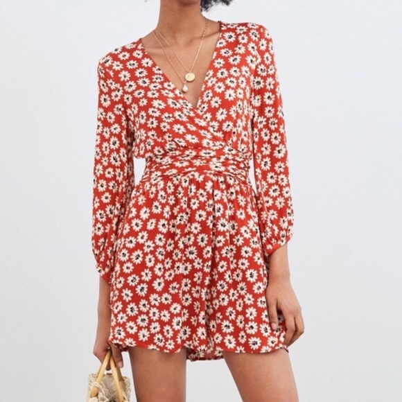 Zara Dresses & Skirts - Zara Floral Orange Summer Romper, Medium, NWOT